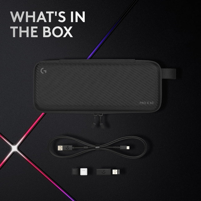 Logitech G PRO X 60 LIGHTSPEED Wireless Gaming Keyboard, Ultra Compact TKL 60% Mechanical Keyboard, LIGHTSYNC RGB, Dual-Shot PBT Keycaps, GX Optical Tactile Switches, Windows PC, UK English - Black