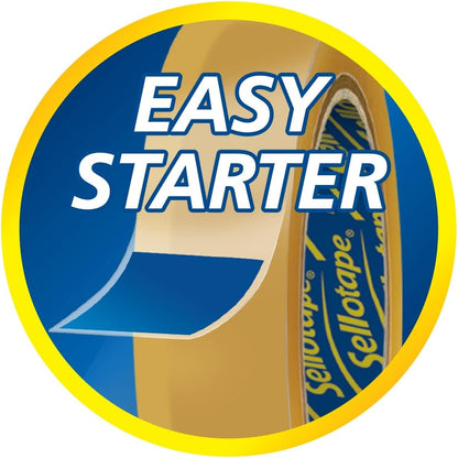 Sellotape Original Golden Tape Roll Non-static Easy-tear Retail Pack 18mmx25m Ref 1443169 {Pack 8]