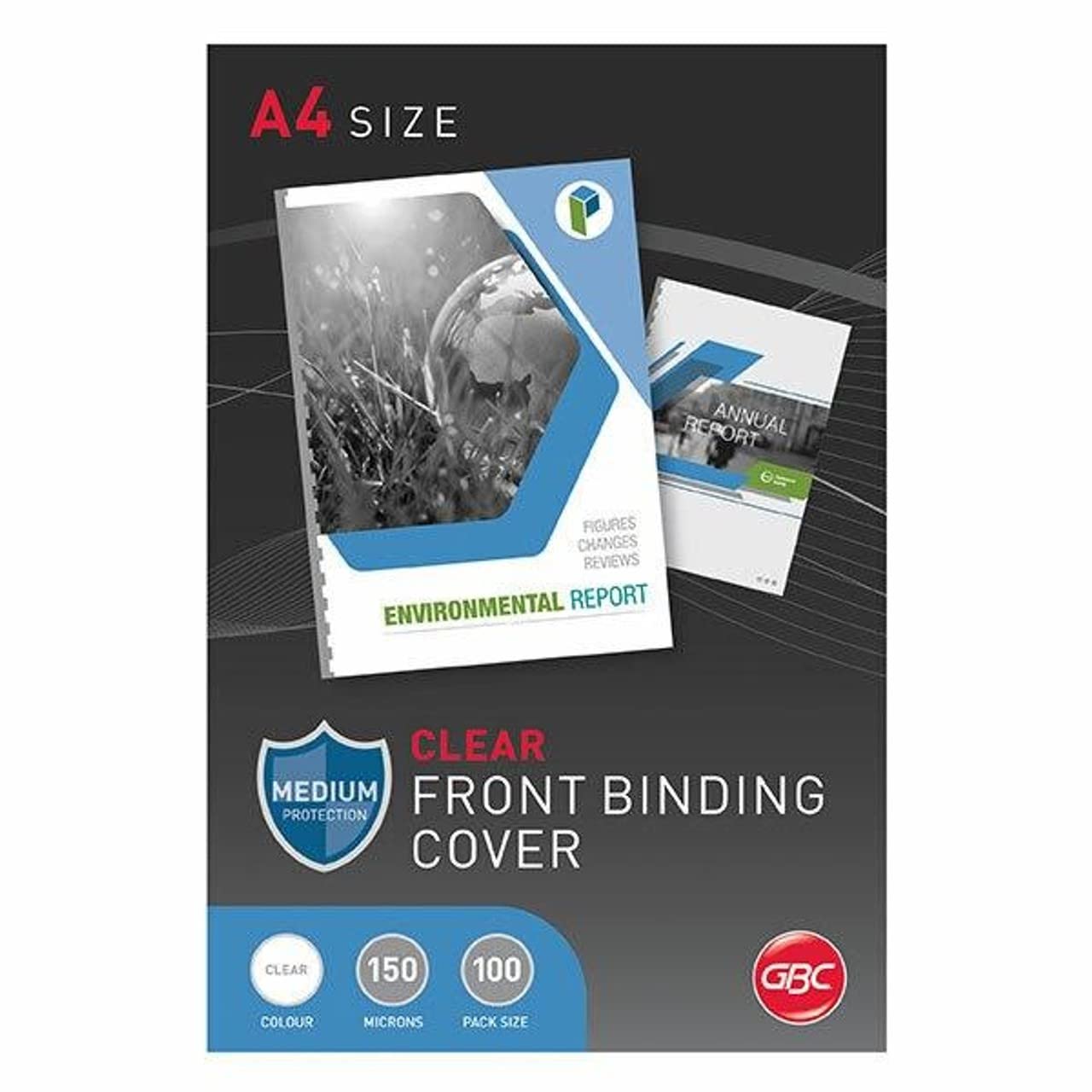 GBC HiClear Binding Covers, 150 micron, A4, Clear, Pack of 100, CE011580E