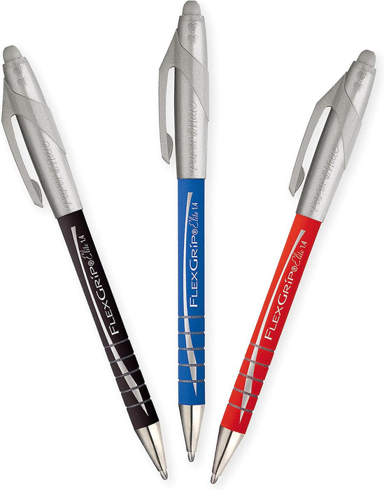 Paper Mate Flexgrip Elite Ballpoint Pens | Large Point (1.4mm) | Black | Retractable | 12 Count black 12 count