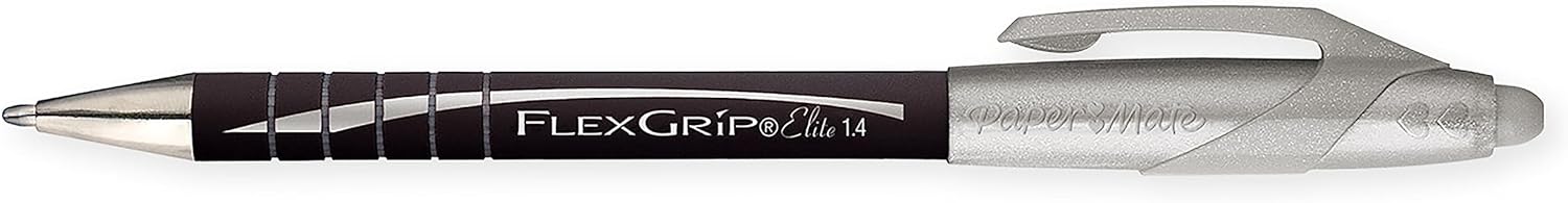 Paper Mate Flexgrip Elite Ballpoint Pens | Large Point (1.4mm) | Black | Retractable | 12 Count black 12 count