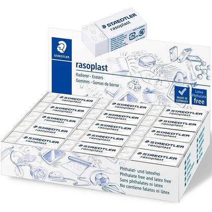 STAEDTLER 526 B30 Rasoplast Eraser, Latex & Phthalate-Free - Small Size 43 x 19 x 13 mm (Pack of 30
