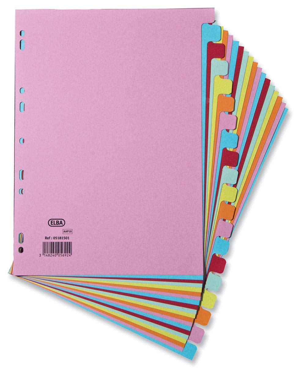 Elba A4 20 Part Dividers - Multi-Colour