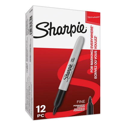 SHARPIE Permanent Markers | Fine Point for Bold Details | Black Ink | 12 Count Marker Pens