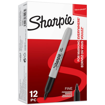 SHARPIE Permanent Markers | Fine Point for Bold Details | Black Ink | 12 Count Marker Pens