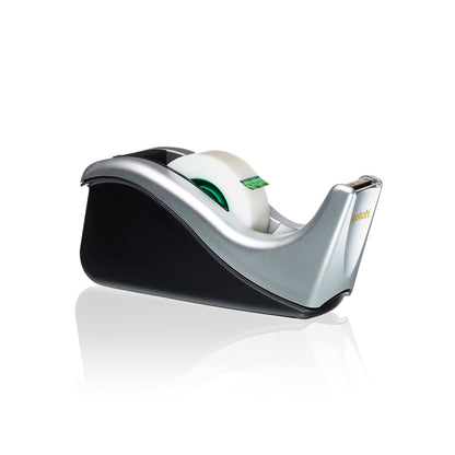 Scotch Tape Dispenser in Silver with 1 Roll of Scotch Magic Tape 19mm x 33m - Ideal For School, Home And Office