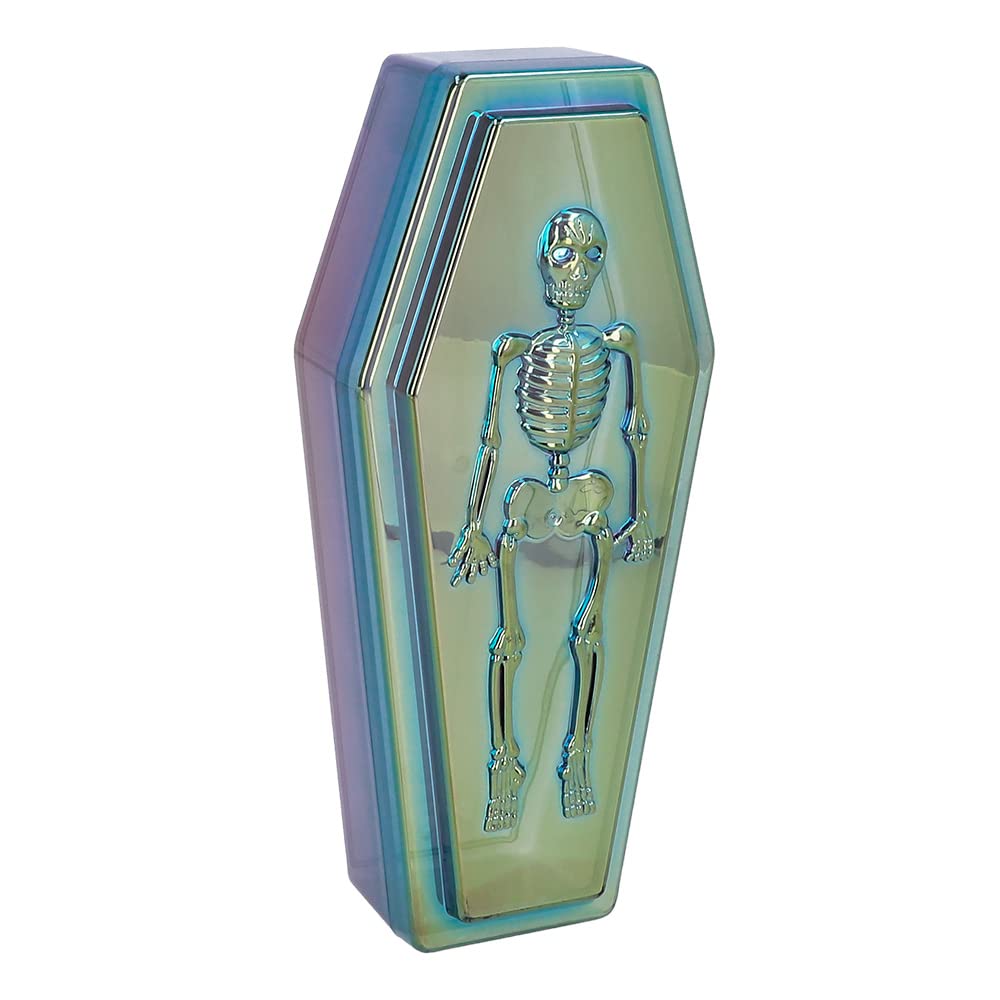 Boland 73059 - Scatola portaoggetti con coperchio per decorazione di Halloween, scatola per bara in plastica, decorazione scheletro