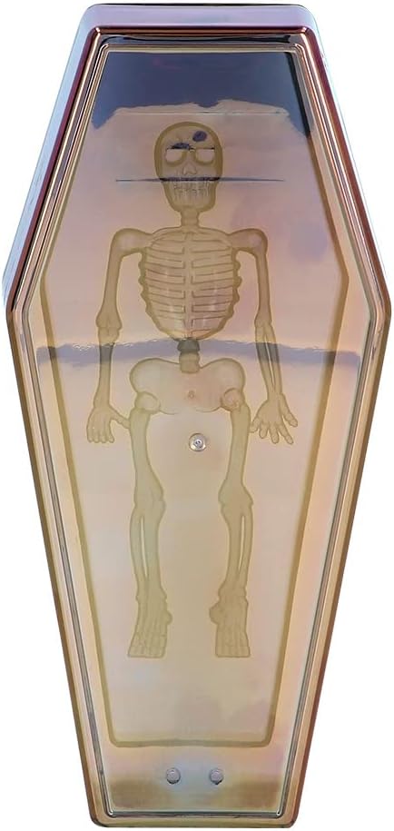 Boland 73059 - Scatola portaoggetti con coperchio per decorazione di Halloween, scatola per bara in plastica, decorazione scheletro