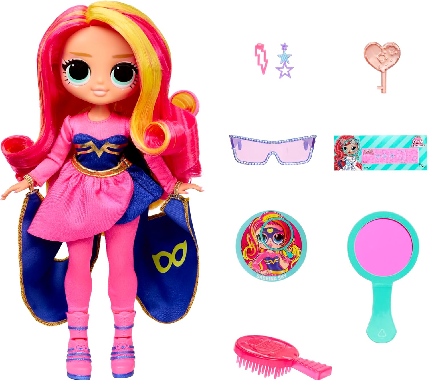 L.O.L. Surprise! OMG Eye Spy Series - Superhero - Includes 1 Doll, Comes with Fashions and Accessories, Solve Clues & Unlock Surprises, Collect All 4 Dolls
