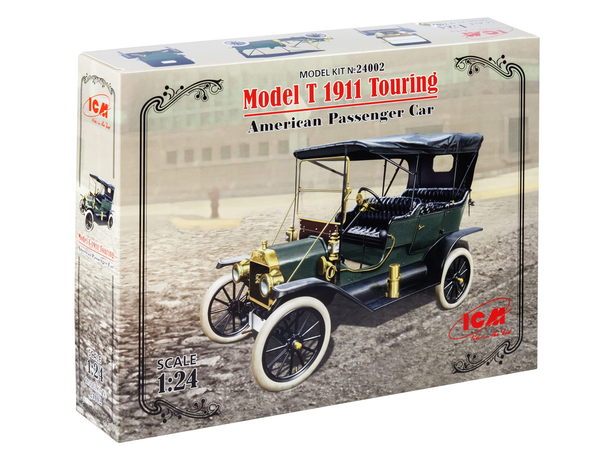ICM ICM24002 Ford 1:24-Model T 1911 Touring, US Passenger Car, 14.2 x 8.7 x 5 cm