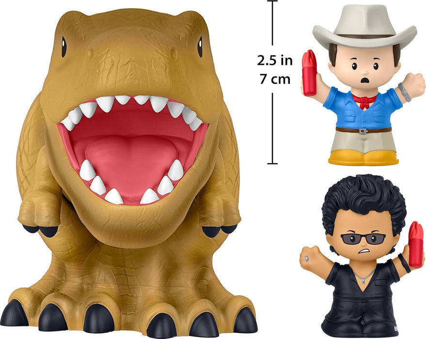 Little People Collector Jurassic Park Special Edition Set für Filmfans, 2 Figuren & 1 T-Rex Dinosaurier in einer Displayverpackung