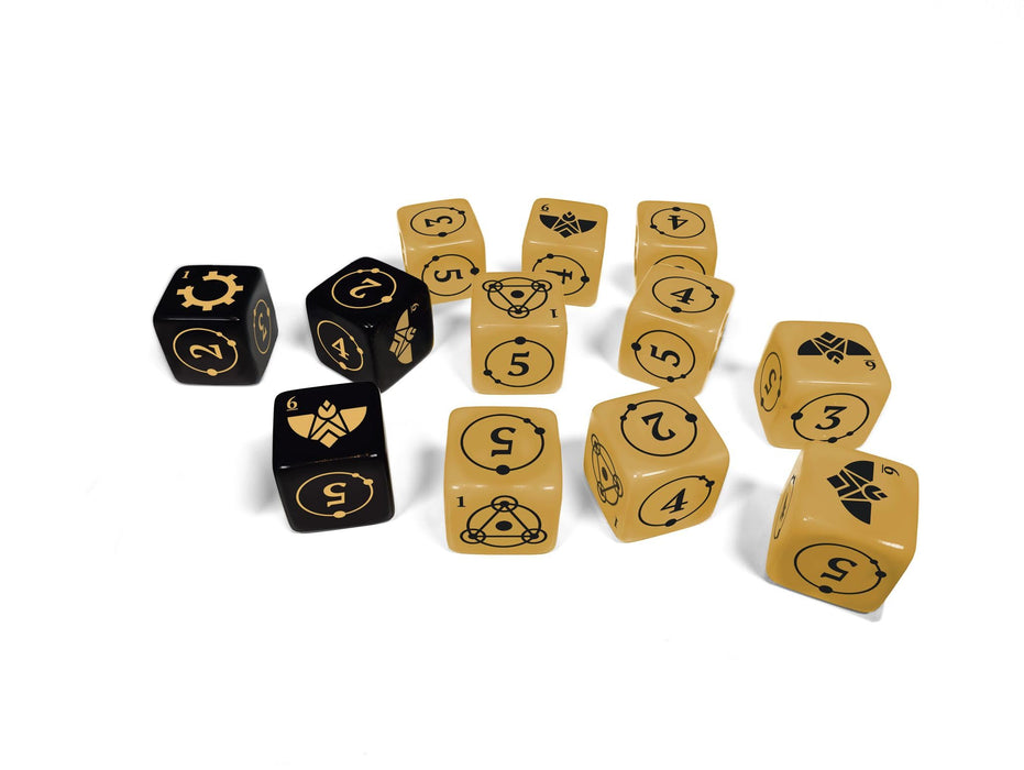 Free League Coriolis: The Great Dark Dice Set - 12 Custom Engraved Dice for Space Exploration