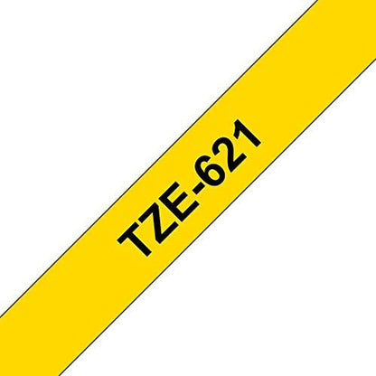 Brother TZe-621 - Black on yellow - Roll (0.9 cm x 8 m) 1 cassette(s) laminated tape - for Brother PT-D210, D600, H110, H200, P-Touch PT-1005, 1880, P-Touch Cube Pro PT-P910