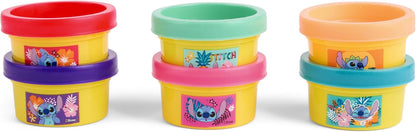 Disney Stitch Klei, feestverpakking, 6 x kleurrijke kneeddozen, creatief speelgoed voor meisjes, niet-giftige kneedmassa voor kinderen, knutselplezier, Play Dough Lilo & Stitch