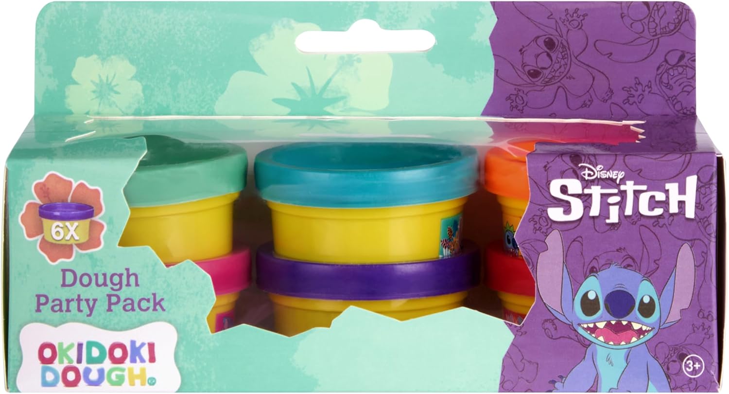 Disney Stitch Klei, feestverpakking, 6 x kleurrijke kneeddozen, creatief speelgoed voor meisjes, niet-giftige kneedmassa voor kinderen, knutselplezier, Play Dough Lilo & Stitch
