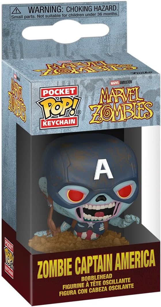 Funko Pop! Keychain: Marvel Zombies S4 – Zombie Captain America - Neuartiger Schlüsselanhänger - Vinyl-Minifigur Zum Sammeln - Strumpffüller - Geschenkidee - Offizielle Handelswaren