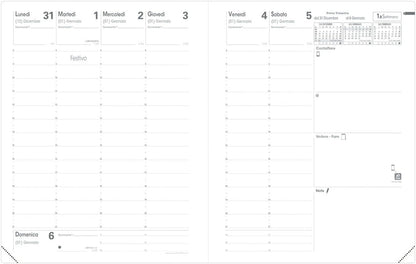 Quo Vadis 016653Q Agenda PRESIDENTE Lingua italiana Anno 2026 Colore Blu Notte Formato 21x27 cm Settimanale 13 Mesi Dicembre-Dicembre Carta Bianca Rubrica e Copertina Amovibile in Sintetico Marlow