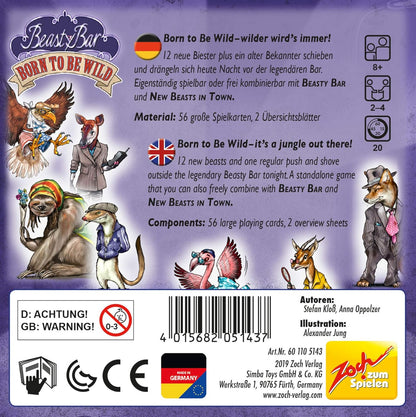 Zoch 601105143 Beasty Bar Born to be Wild - The Character Card Game - Can be Played & Combined Independently - for 2 to 4 Players, Strategy Game, for Children from 8 Years