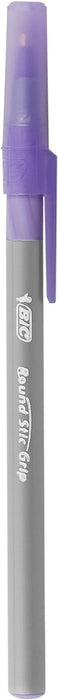 BIC Round Stic Grip Ballpoint Pens - Value Pack of 40 Pens for Office - Purple Colour - Smooth Writing and Comfortable Grip