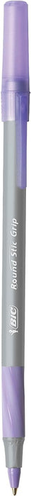 BIC Round Stic Grip Ballpoint Pens - Value Pack of 40 Pens for Office - Purple Colour - Smooth Writing and Comfortable Grip