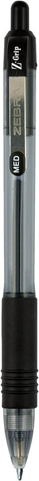 ZEBRA Pen Z Grip Black Pens Ballpoint, Smooth Writing Ballpoints With Pocket Clip, Retractable Black Ink Ballpoint Pens, Reliable Black Biro Multipack For Everyday Use - Medium Point, 12pk