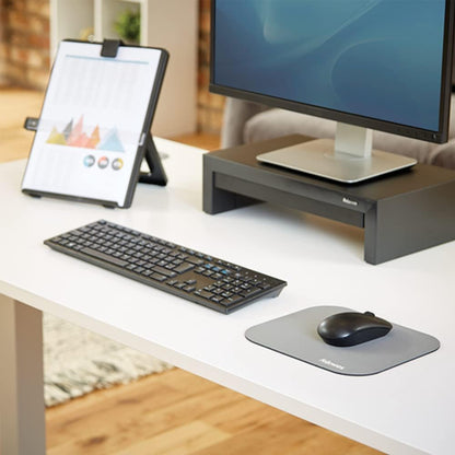 Fellowes Mouse Mat with Non-Slip Rubber Base - Solid Colour Mouse Pad - Suitable for Both Optical and Laser Mice - 186 x 224 x 6mm - Silver (Pack of 2