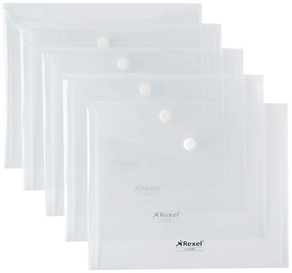 Rexel Ice Popper Wallets A5 Clear (Pack Size 5