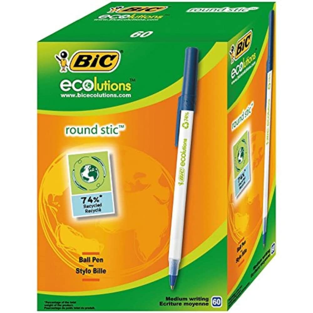 BIC Ecolutions Round Stic Pens - Blue (Box of 60