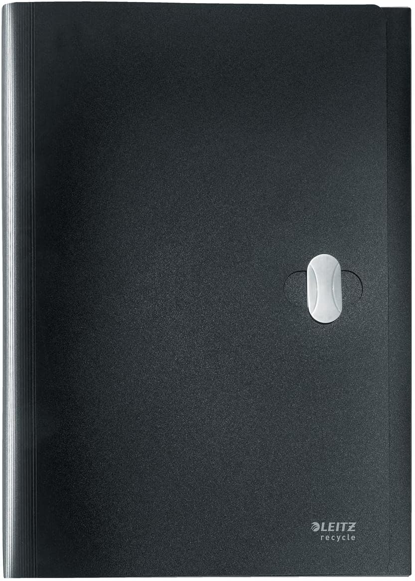 Leitz Recycled Expanding File, A4, 5 Compartments, Black, Pack of 5