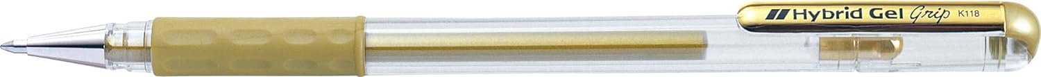 Pentel 0.8mm Tip Hybrid Gel Metallic Comfortable Finger Grip Ink Pen