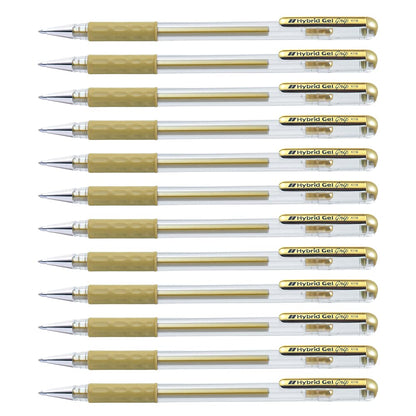 Pentel 0.8mm Tip Hybrid Gel Metallic Comfortable Finger Grip Ink Pen