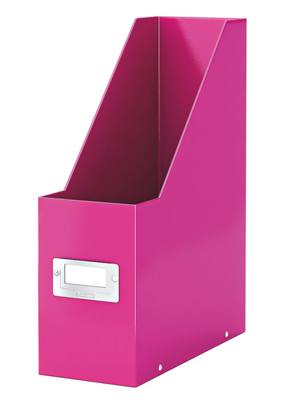 Leitz Magazine File Holder, A4, Cardboard Document Storage Box with Label, Foldable, for Home, Office & School, Click and Store Range 60470023 - Pink Pink A4 Magazine File