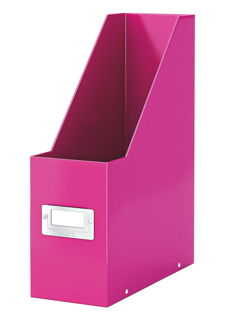 Leitz Magazine File Holder, A4, Cardboard Document Storage Box with Label, Foldable, for Home, Office & School, Click and Store Range 60470023 - Pink Pink A4 Magazine File