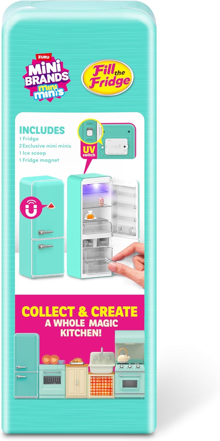 Mini Brands Fill The Fridge Playset w/UV Light by ZURU, Collectibles, DIY, Resin Play, Exclusive Recipe, NOT Edible, 8+