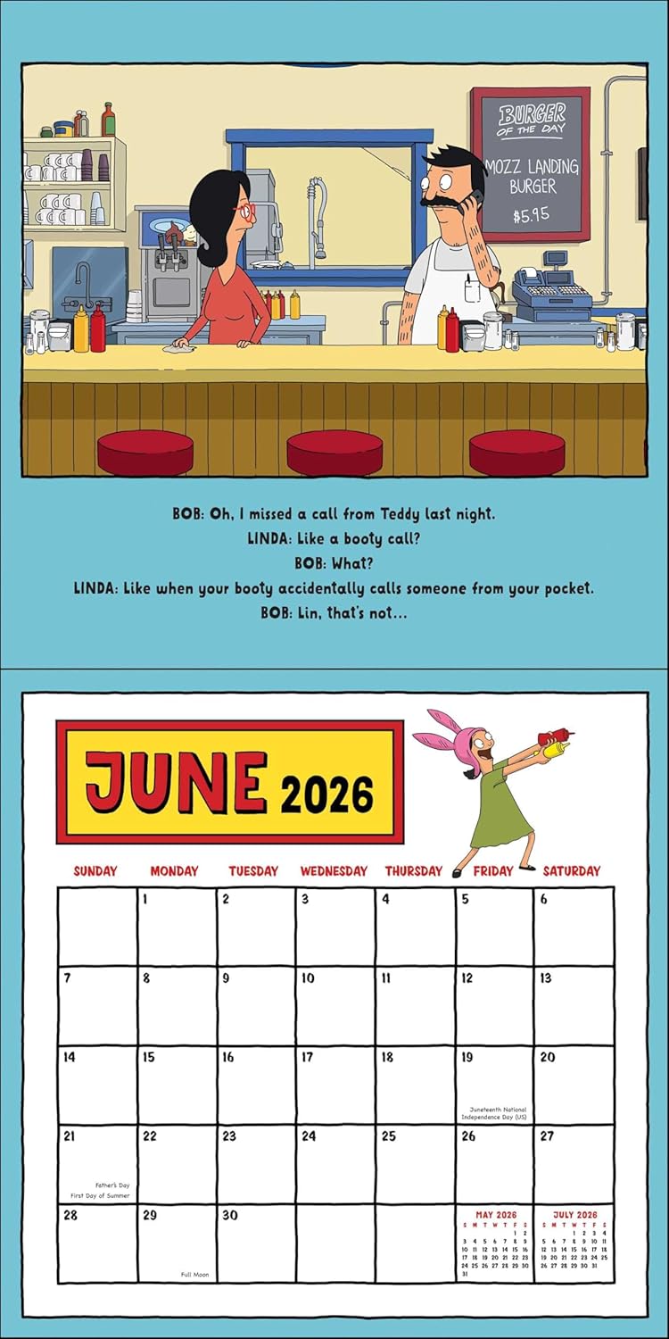 Bob's Burgers 2026 Wall Calendar (Includes Stickers
