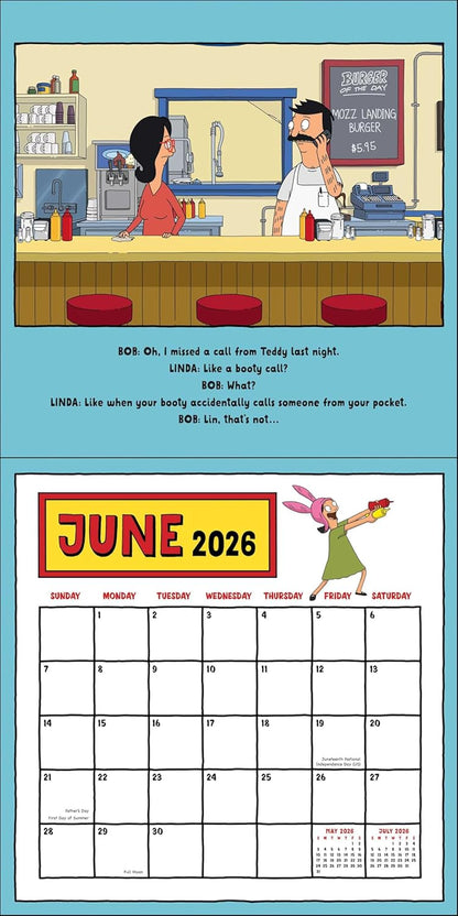 Bob's Burgers 2026 Wall Calendar (Includes Stickers