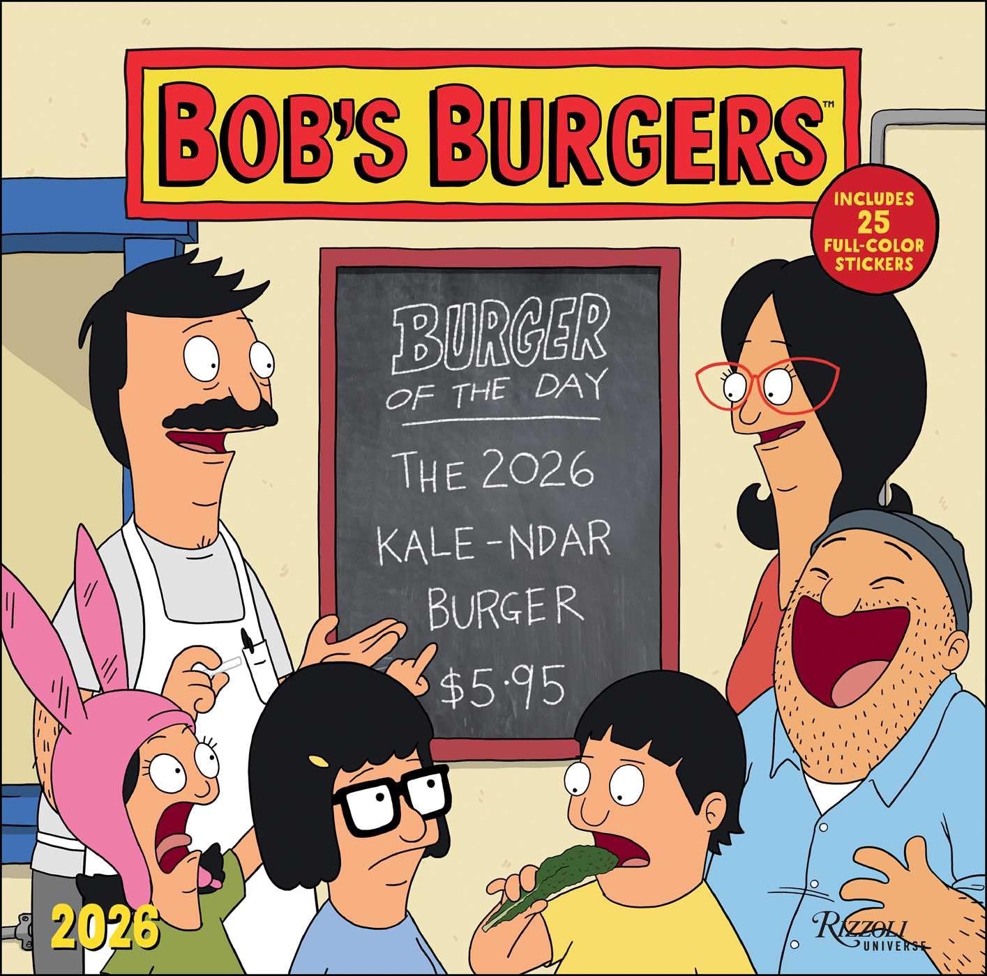 Bob's Burgers 2026 Wall Calendar (Includes Stickers