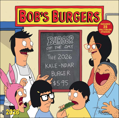 Bob's Burgers 2026 Wall Calendar (Includes Stickers
