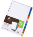 Concord Plastic Subject Dividers Polypropylene 120 Micron Europunched 10-Part A4 Assorted Ref 0690