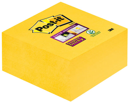 Post-it Super Sticky Notes Cube, Yellow, 76 mm x 76 mm, 350 Sheets/Pad, 1 Pad/Pack