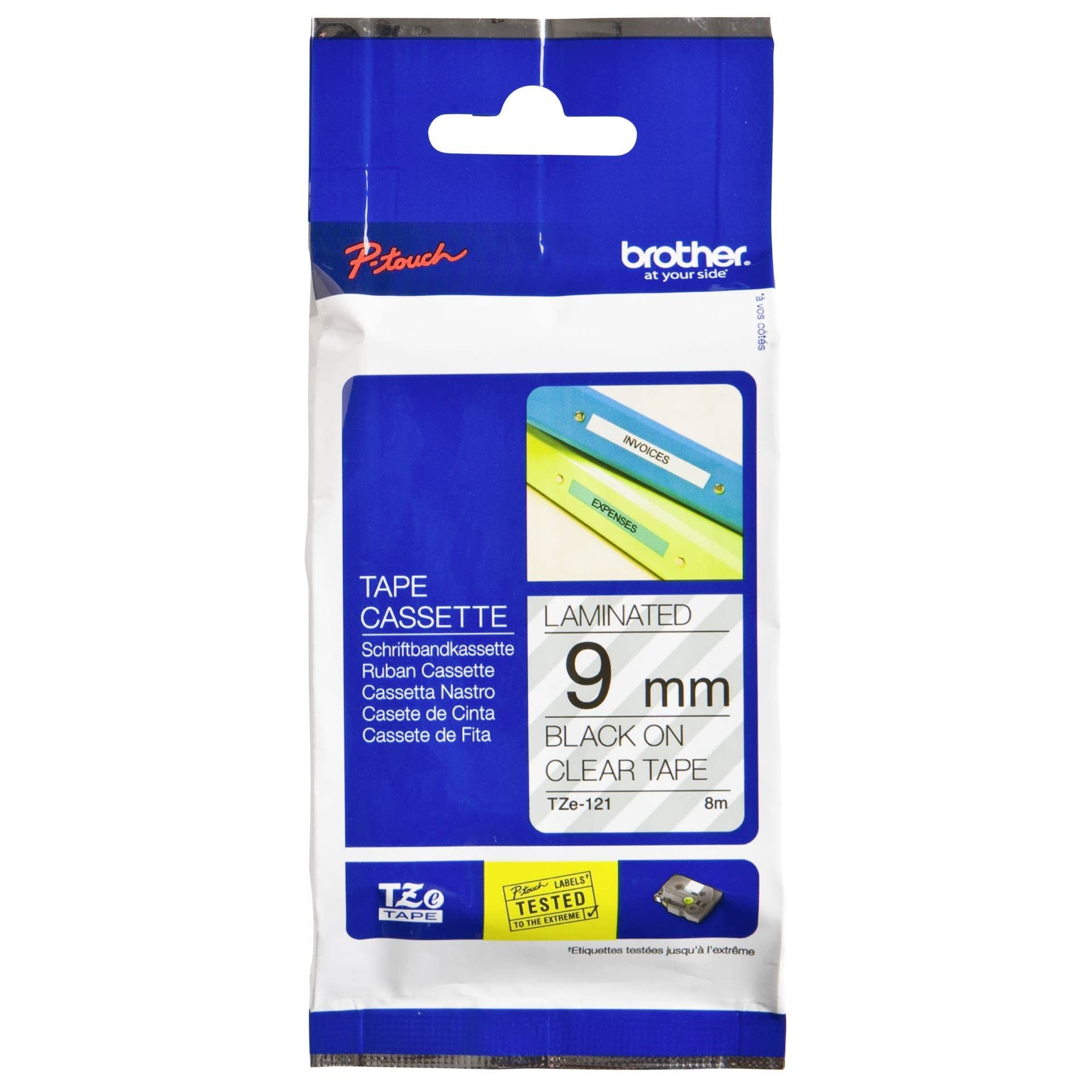 Brother Black on Clear Gloss Laminated Tape, 9mm - Cintas para impresoras de Etiquetas (9mm