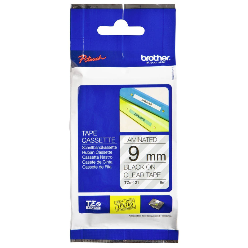 Brother Black on Clear Gloss Laminated Tape, 9mm - Cintas para impresoras de Etiquetas (9mm