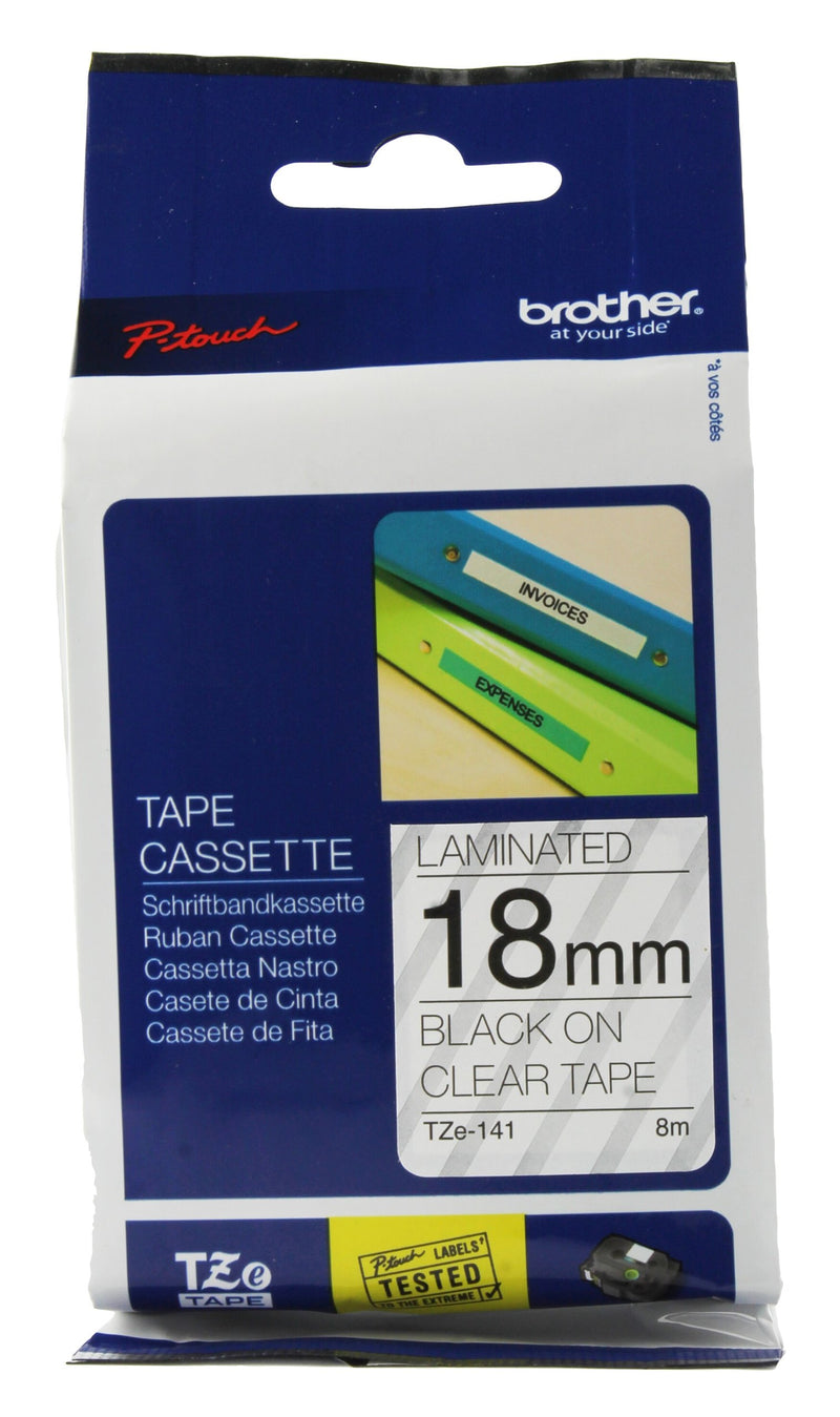 Brother TZe-141 Labelling Tape Cassette, 18 mm (W) x 8 m (L), Laminated, Brother Genuine Supplies