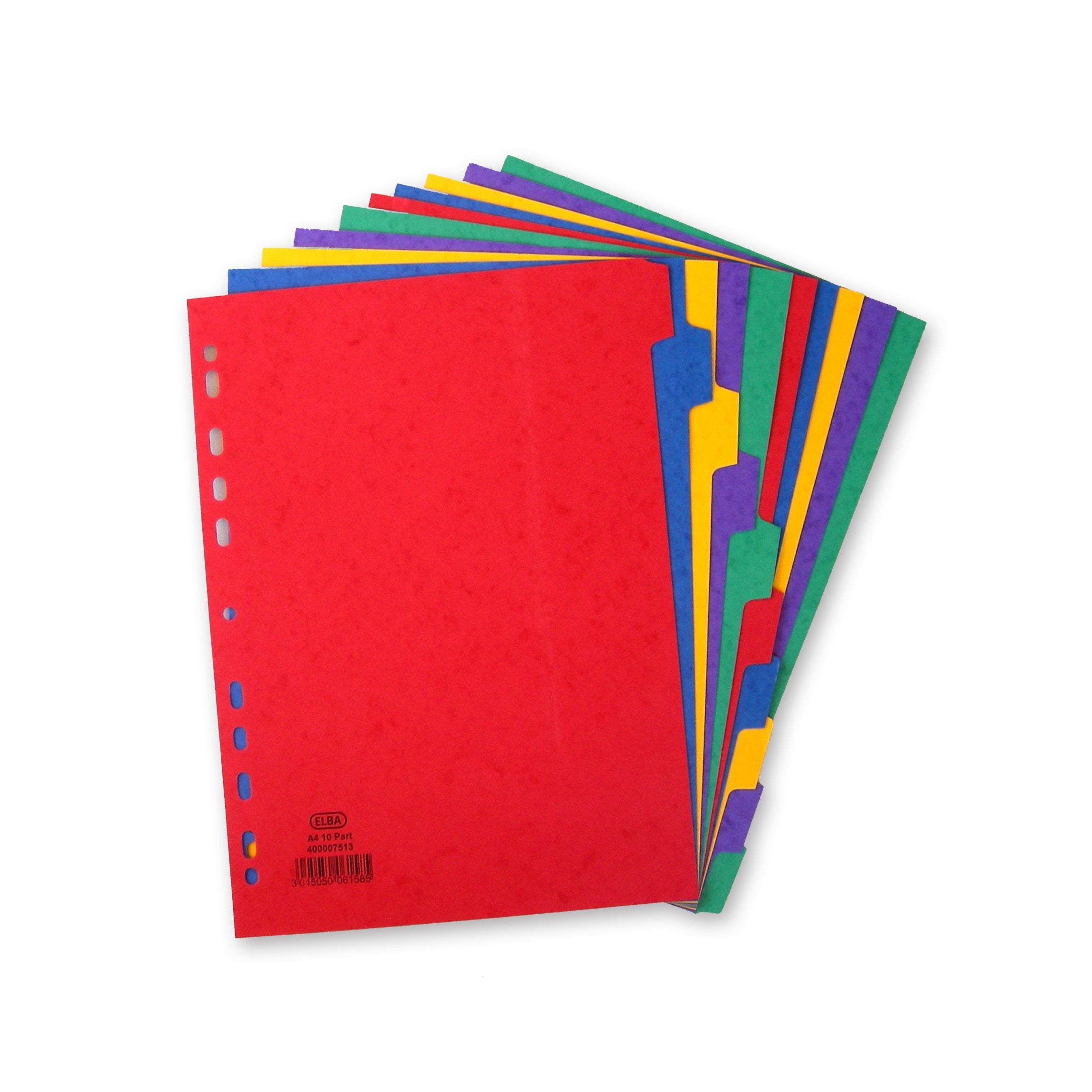 Elba A4 10 Part Pressboard Divider