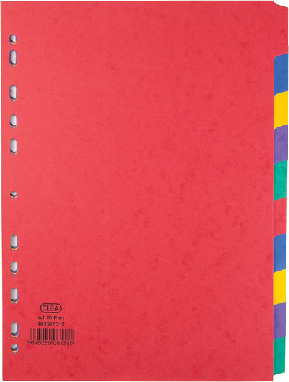 Elba A4 10 Part Pressboard Divider