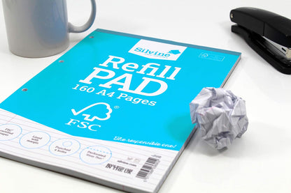 Silvine A4 Everyday FSC Refill Pad. Lined with Margin, 160 Pages of FSC Certified Paper. Ref FSCRP80