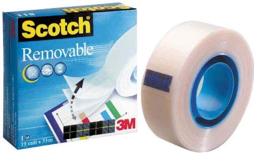 Scotch Removable Magic Tape 1 Roll 19 mm x 32.9 m - Repositionable Tape for Document Repair, Labelling & Sealing