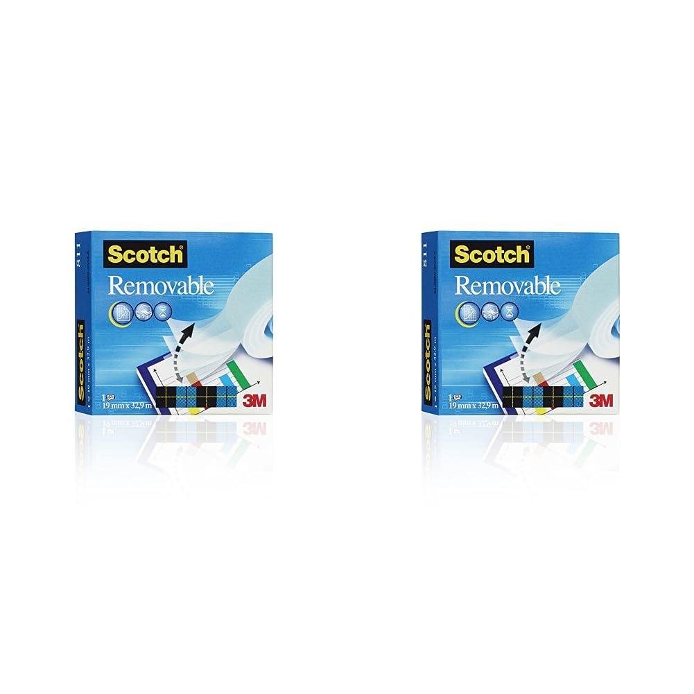 Scotch Removable Magic Tape 1 Roll 19 mm x 32.9 m - Repositionable Tape for Document Repair, Labelling & Sealing