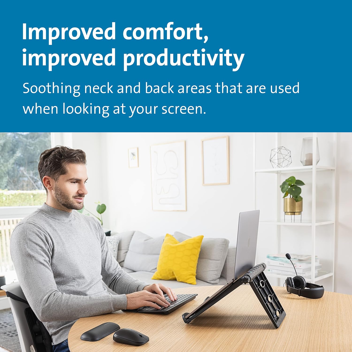 Kensington Easy Riser Portable Ergonomic Laptop Cooling Stand (12"-17") for Windows & Mac devices such as Dell, Toshiba, HP, Samsung, MacBook, Lenovo with Secure Fit and SmartFit System - Grey (60112