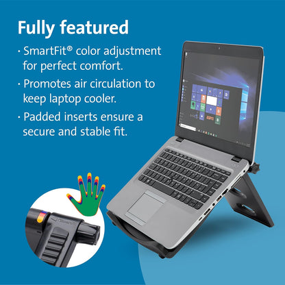 Kensington Easy Riser Portable Ergonomic Laptop Cooling Stand (12"-17") for Windows & Mac devices such as Dell, Toshiba, HP, Samsung, MacBook, Lenovo with Secure Fit and SmartFit System - Grey (60112